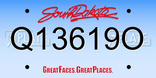 Q13619O South Dakota License Plate