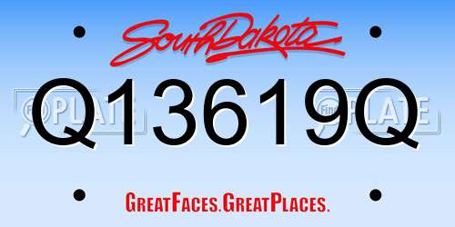 Q13619Q South Dakota License Plate