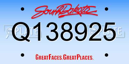 Q138925 South Dakota License Plate
