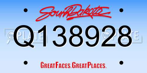Q138928 South Dakota License Plate
