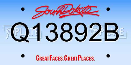 Q13892B South Dakota License Plate