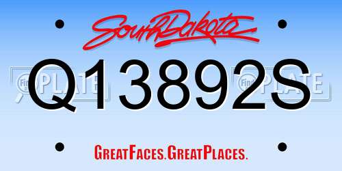Q13892S South Dakota License Plate