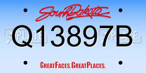 Q13897B South Dakota License Plate