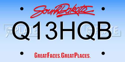 Q13HQB South Dakota License Plate