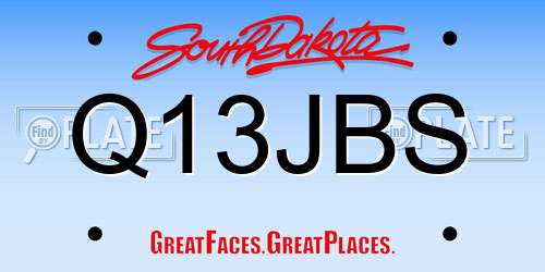 Q13JBS South Dakota License Plate