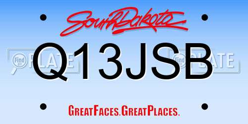 Q13JSB South Dakota License Plate