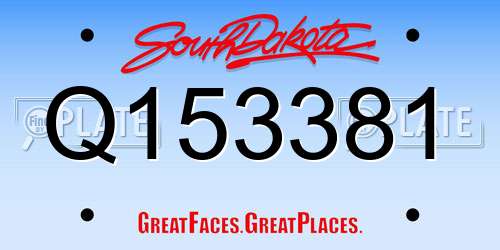 Q153381 South Dakota License Plate