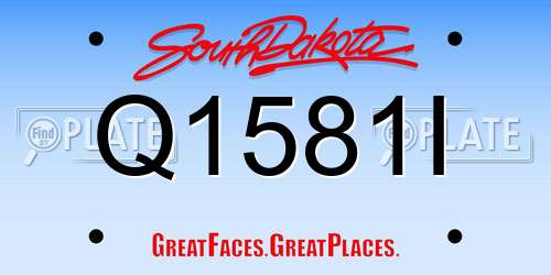 Q1581I South Dakota License Plate