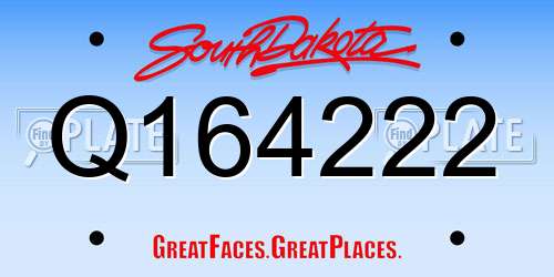 Q164222 South Dakota License Plate