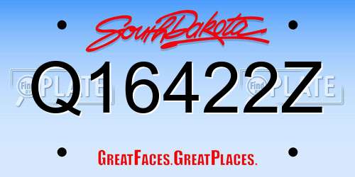Q16422Z South Dakota License Plate