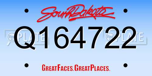 Q164722 South Dakota License Plate