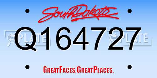 Q164727 South Dakota License Plate