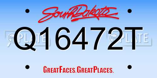 Q16472T South Dakota License Plate
