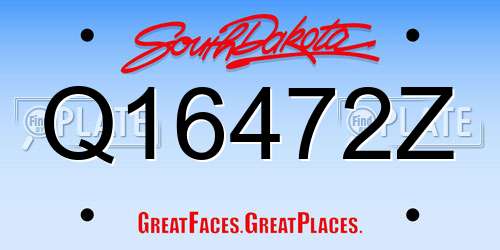 Q16472Z South Dakota License Plate