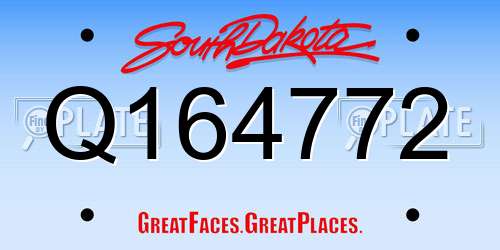 Q164772 South Dakota License Plate