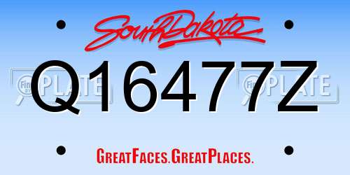 Q16477Z South Dakota License Plate