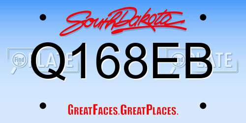 Q168EB South Dakota License Plate