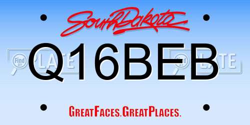 Q16BEB South Dakota License Plate