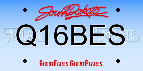 Q16BES South Dakota License Plate