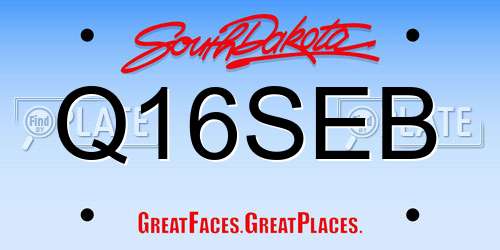 Q16SEB South Dakota License Plate