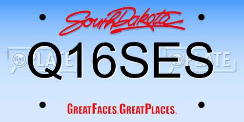 Q16SES South Dakota License Plate