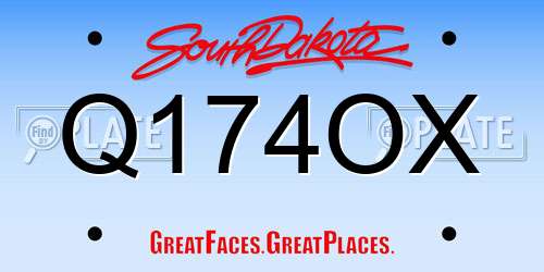 Q174OX South Dakota License Plate