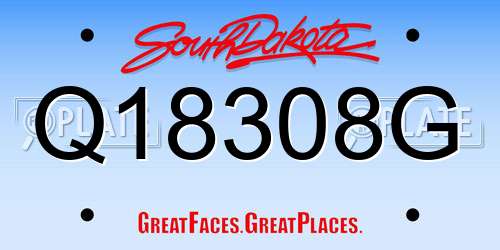 Q18308G South Dakota License Plate