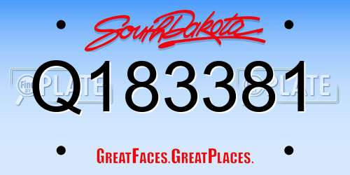 Q183381 South Dakota License Plate