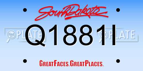 Q1881I South Dakota License Plate