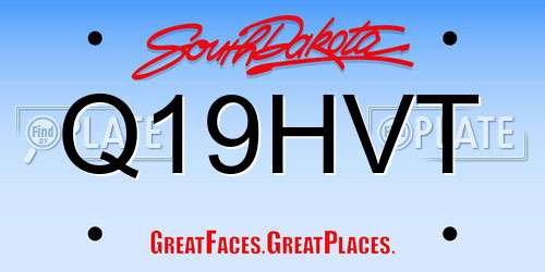 Q19HVT South Dakota License Plate