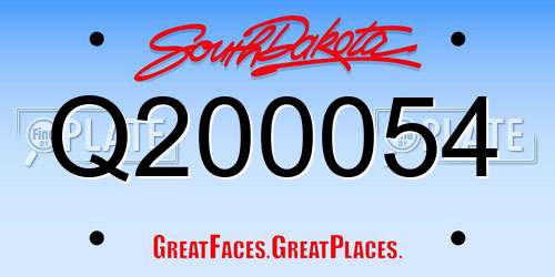Q200054 South Dakota License Plate