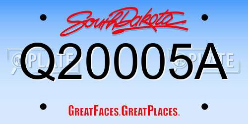 Q20005A South Dakota License Plate