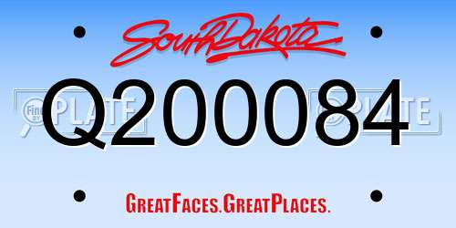 Q200084 South Dakota License Plate