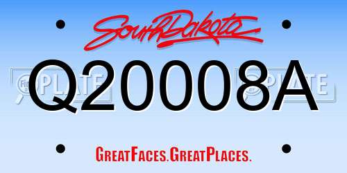 Q20008A South Dakota License Plate