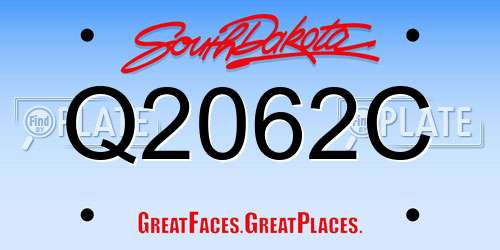 Q2062C South Dakota License Plate