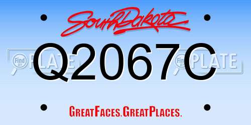 Q2067C South Dakota License Plate