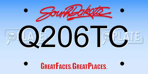 Q206TC South Dakota License Plate