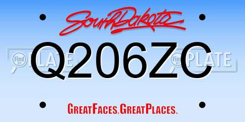 Q206ZC South Dakota License Plate
