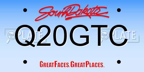 Q20GTC South Dakota License Plate