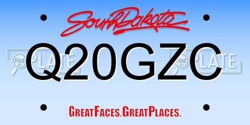 Q20GZC South Dakota License Plate
