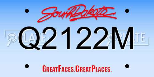 Q2122M South Dakota License Plate