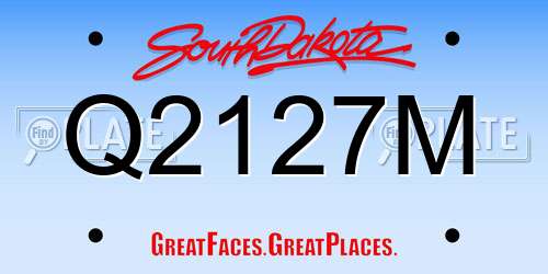 Q2127M South Dakota License Plate