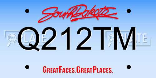 Q212TM South Dakota License Plate