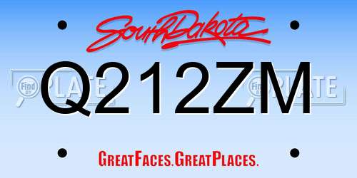 Q212ZM South Dakota License Plate