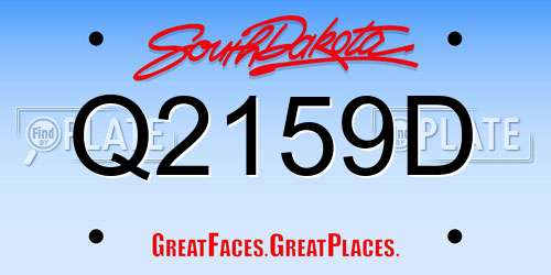 Q2159D South Dakota License Plate