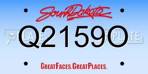 Q2159O South Dakota License Plate