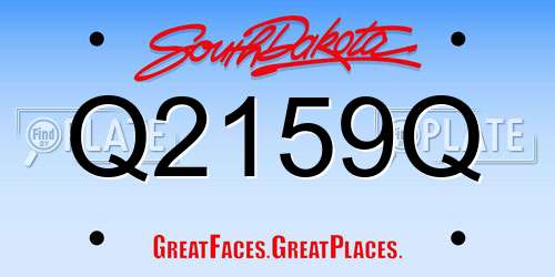 Q2159Q South Dakota License Plate