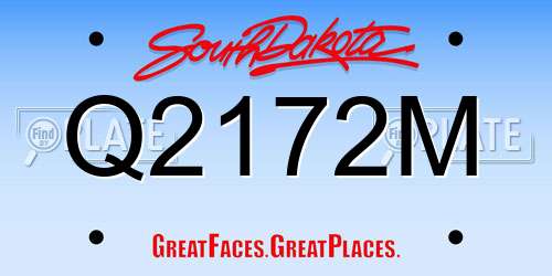 Q2172M South Dakota License Plate
