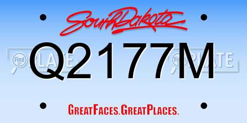 Q2177M South Dakota License Plate