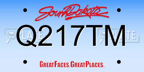 Q217TM South Dakota License Plate